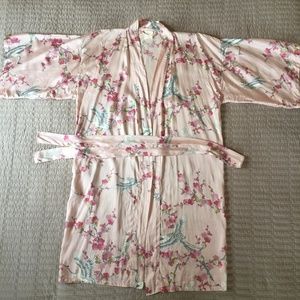 Japanese Silk Kimono-Style Robe with Sash Belt